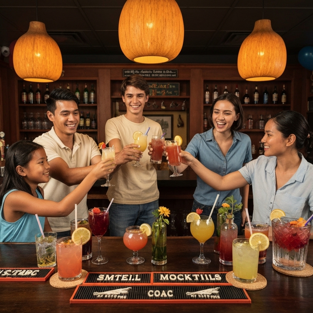 Happy families enjoying traditional cocktails at MOJOTOTO